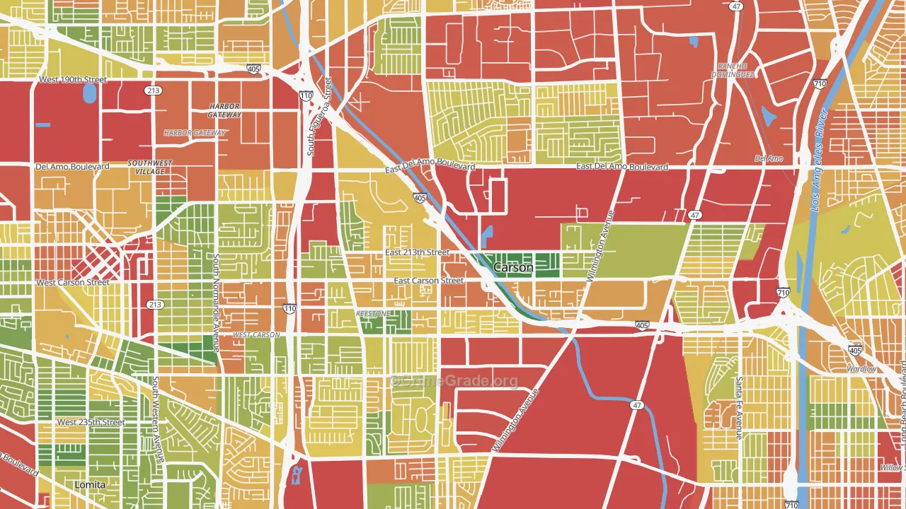 Carson, CA Map of Assault Rates