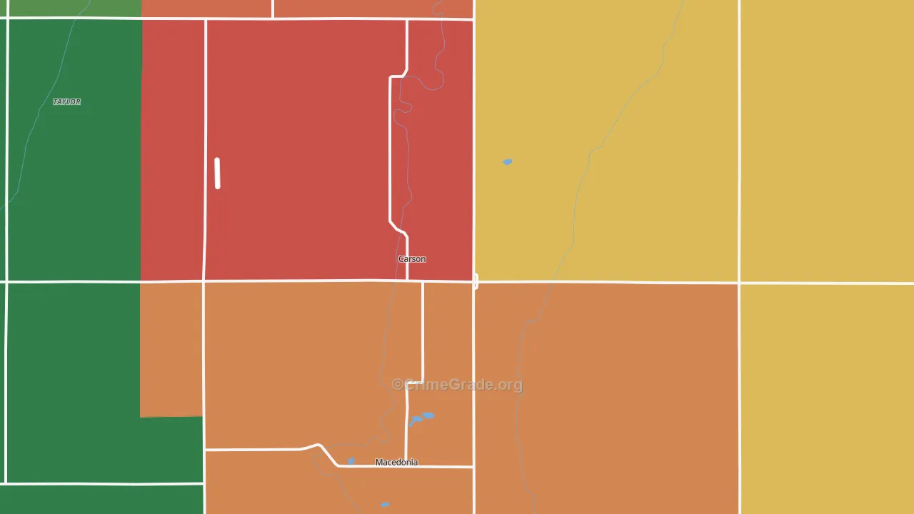 Carson, IA Map of Assault Rates