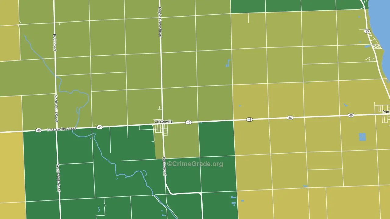 Carsonville, MI Map of Assault Rates