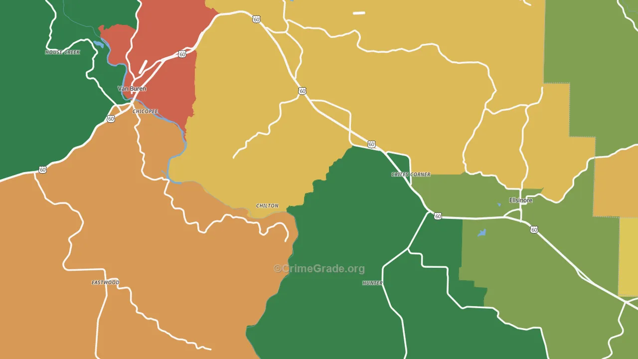 Carter County, MO Map of Assault Rates