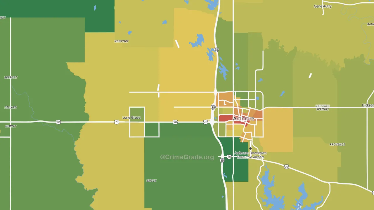 Carter County, OK Map of Assault Rates