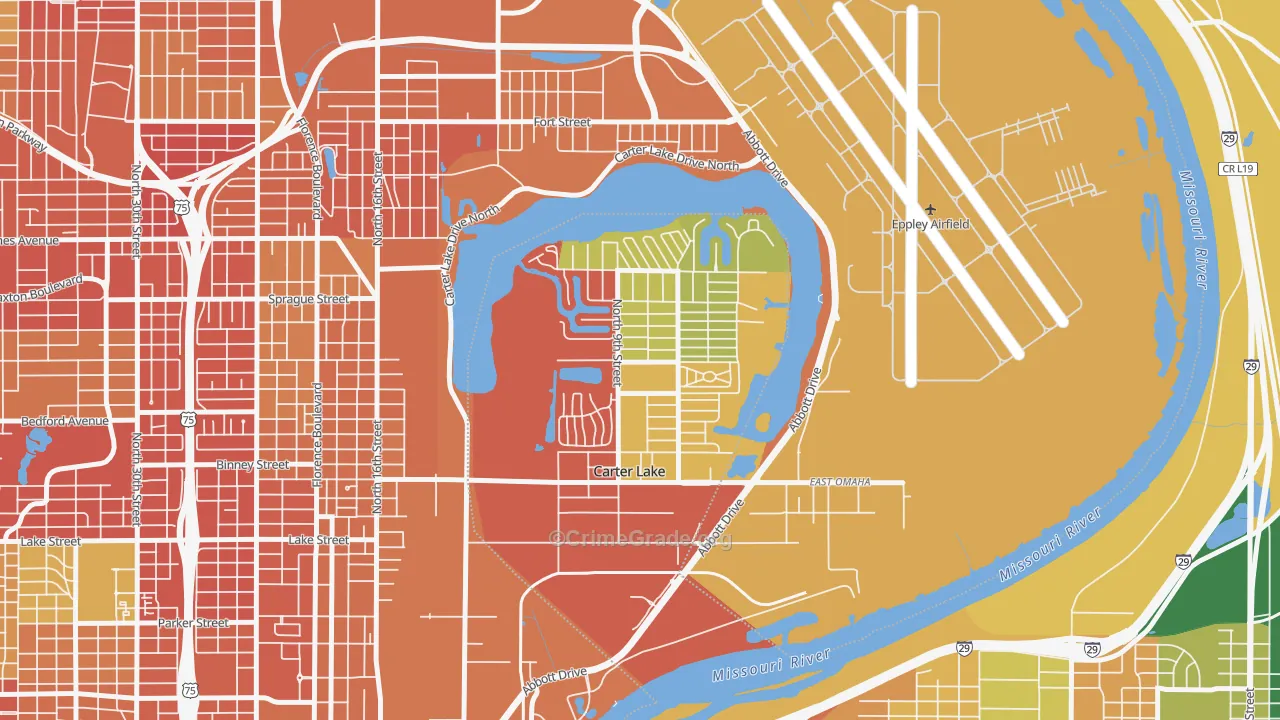 Carter Lake, IA Map of Assault Rates