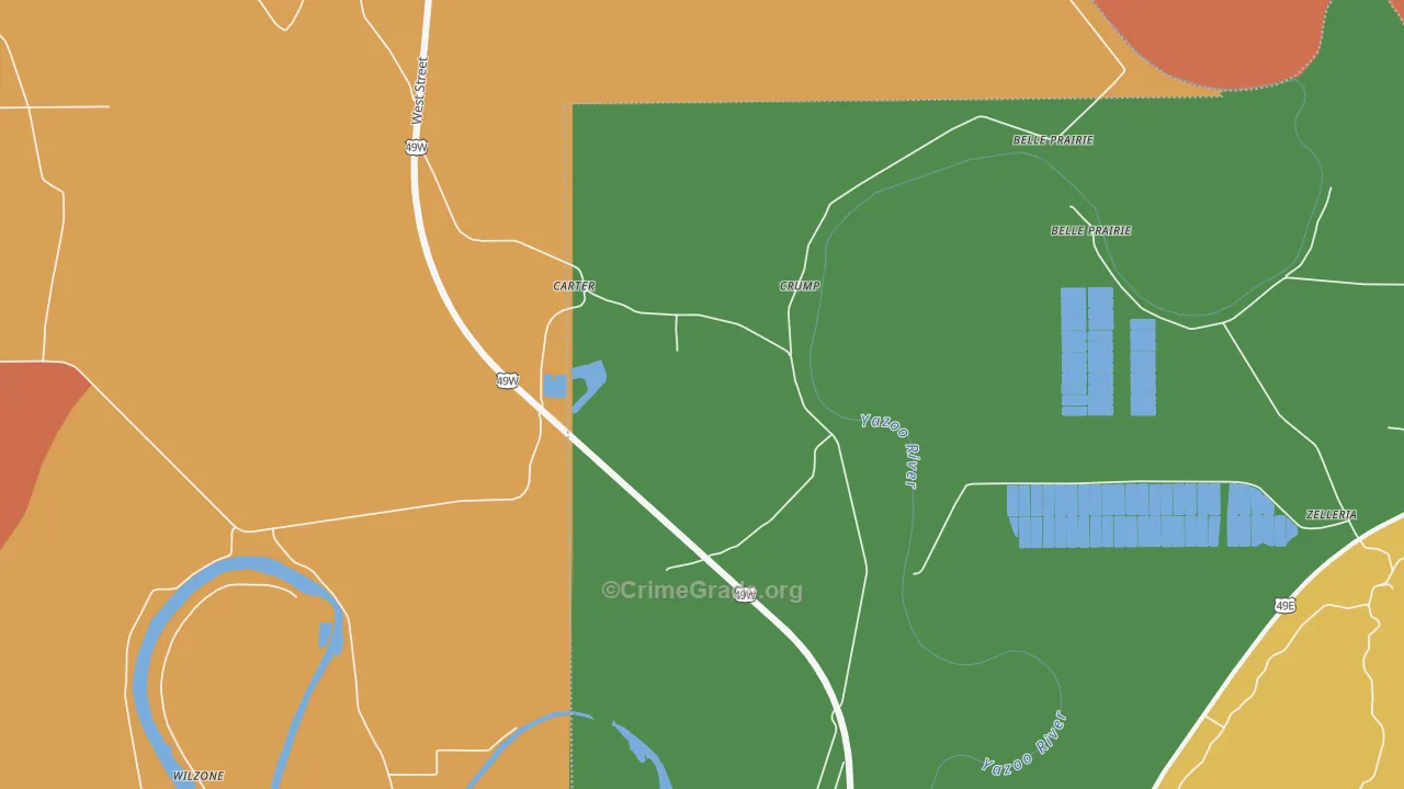 Carter, MS Map of Assault Rates