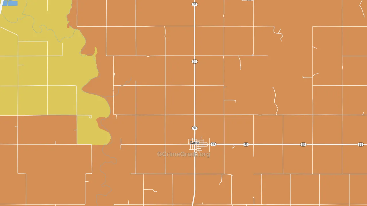 Carter, OK Map of Assault Rates