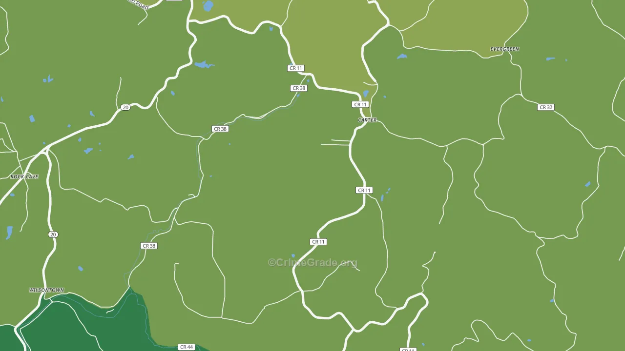 Carter, WV Map of Assault Rates