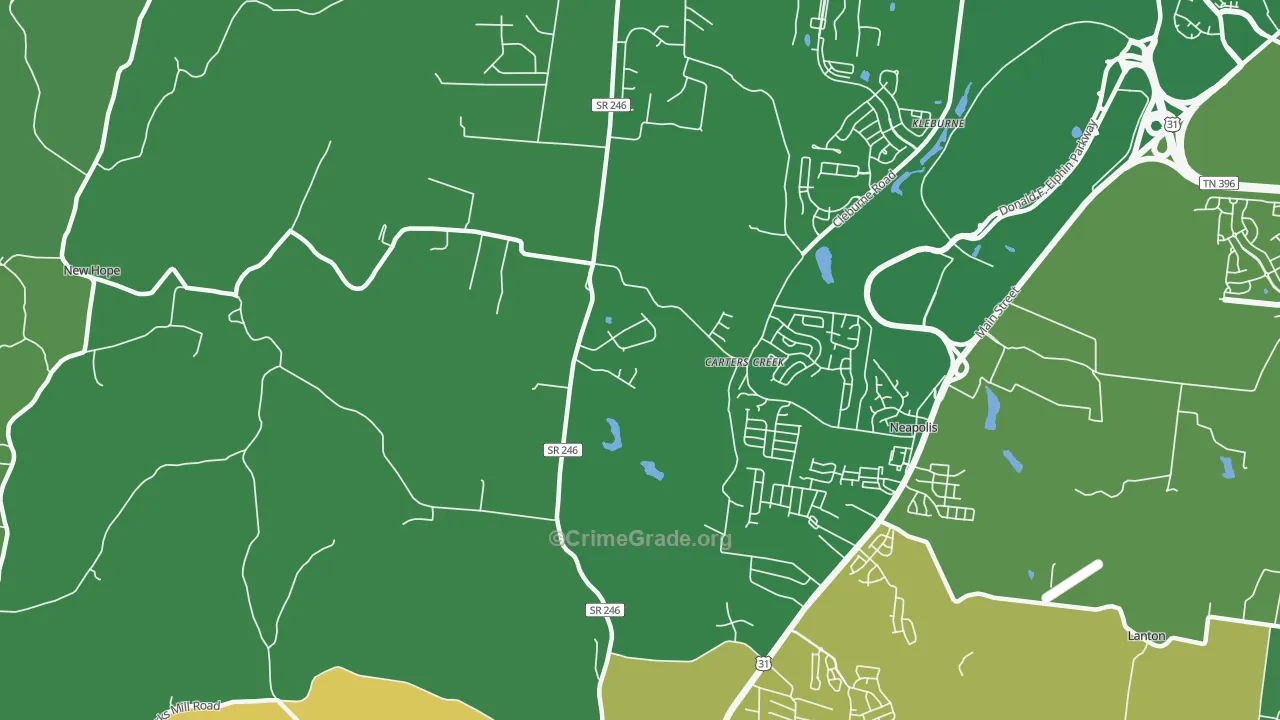 Carters Creek, TN Map of Assault Rates