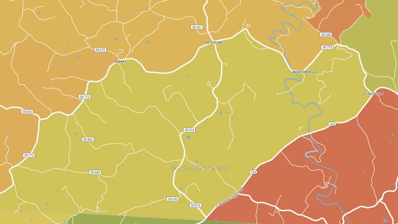 Carters Mills, VA Map of Assault Rates