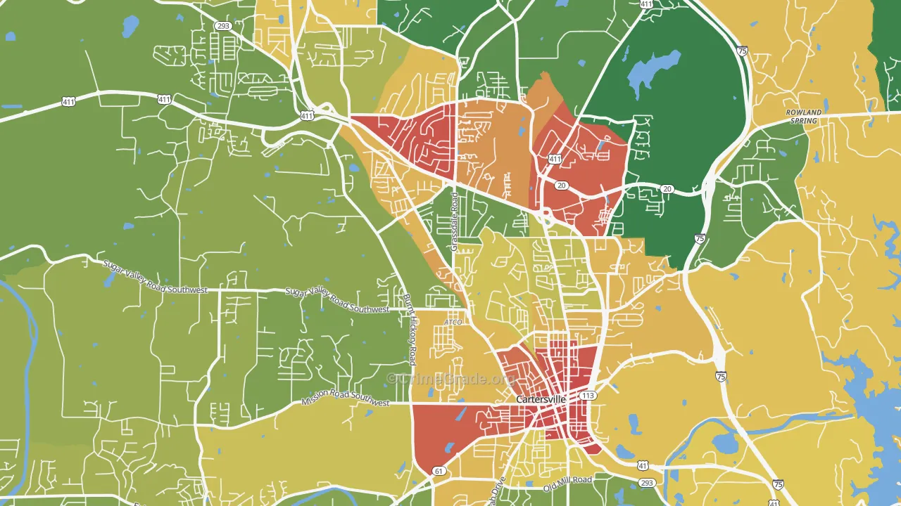 Cartersville, GA Map of Assault Rates