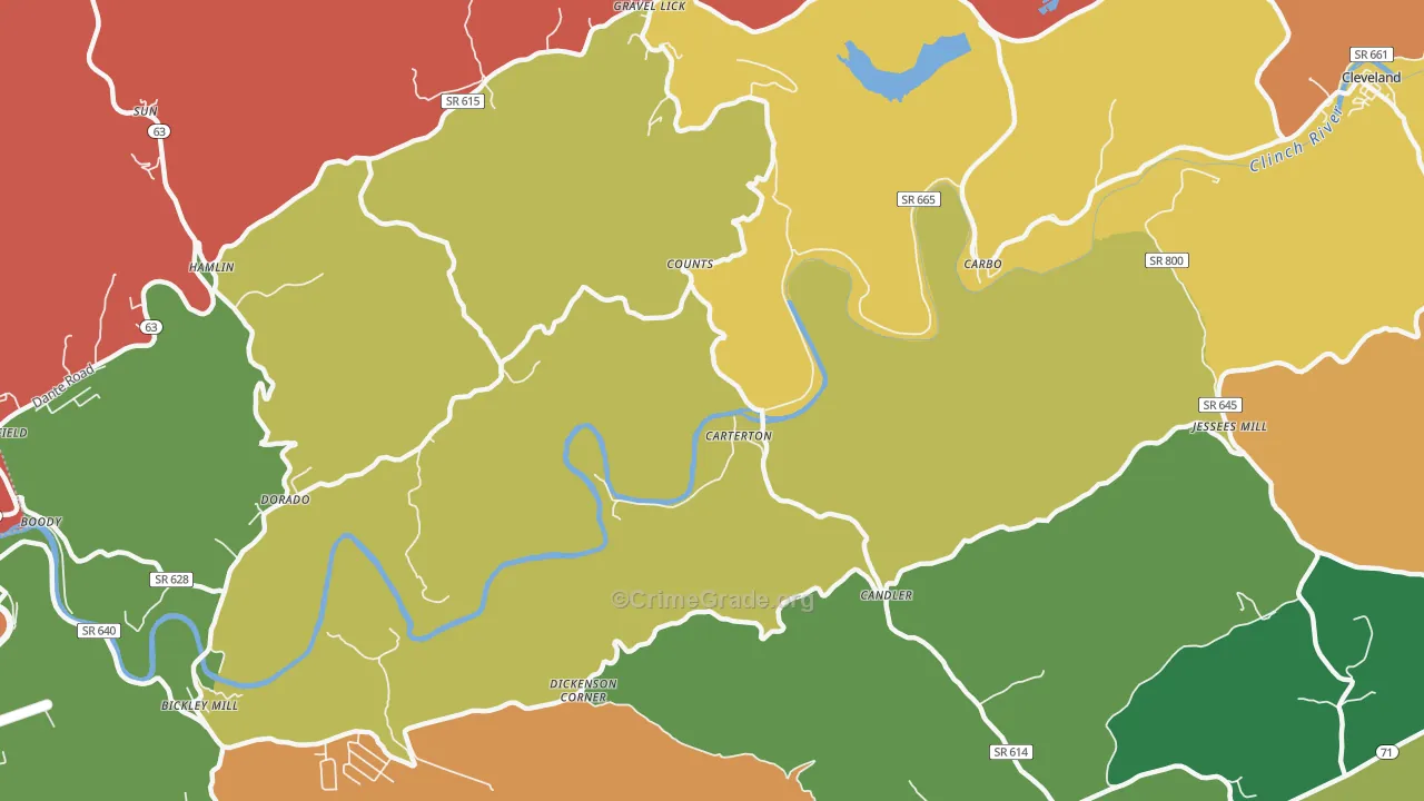 Carterton, VA Map of Assault Rates