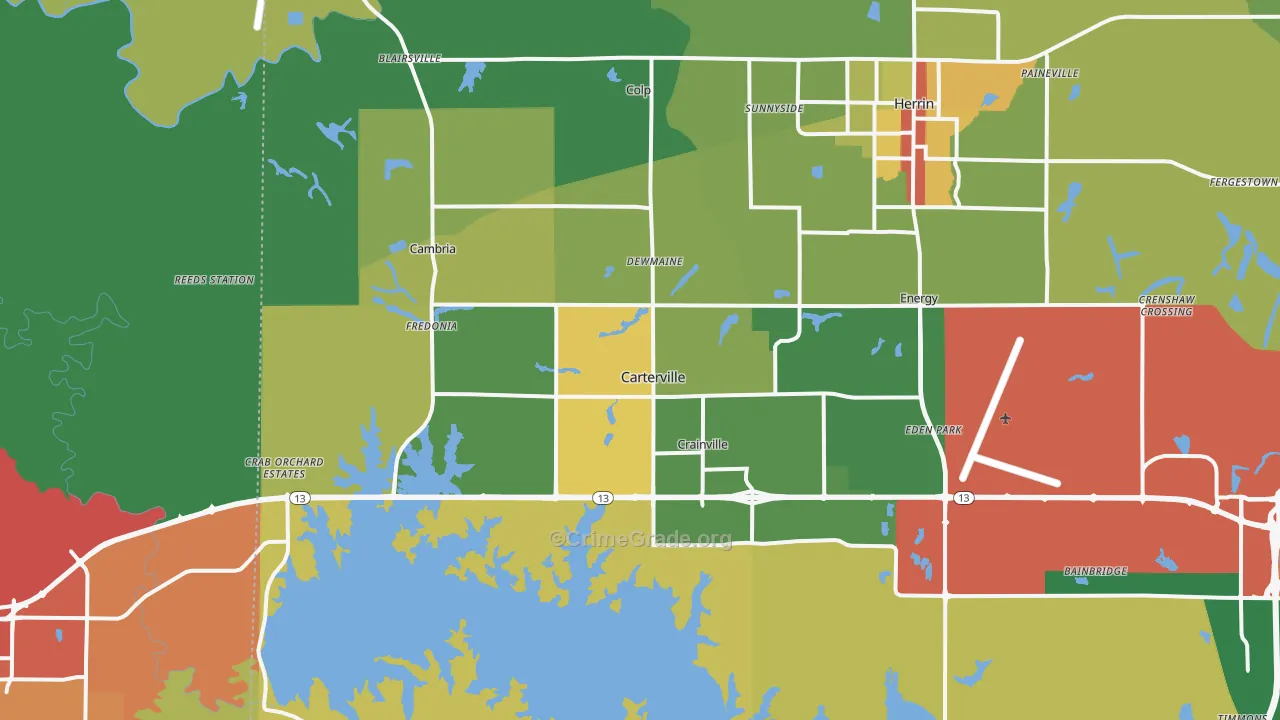 Carterville, IL Map of Assault Rates