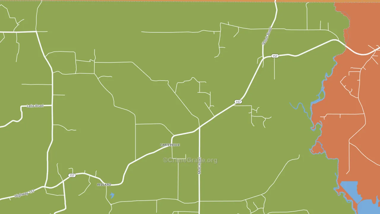Carterville, LA Map of Assault Rates