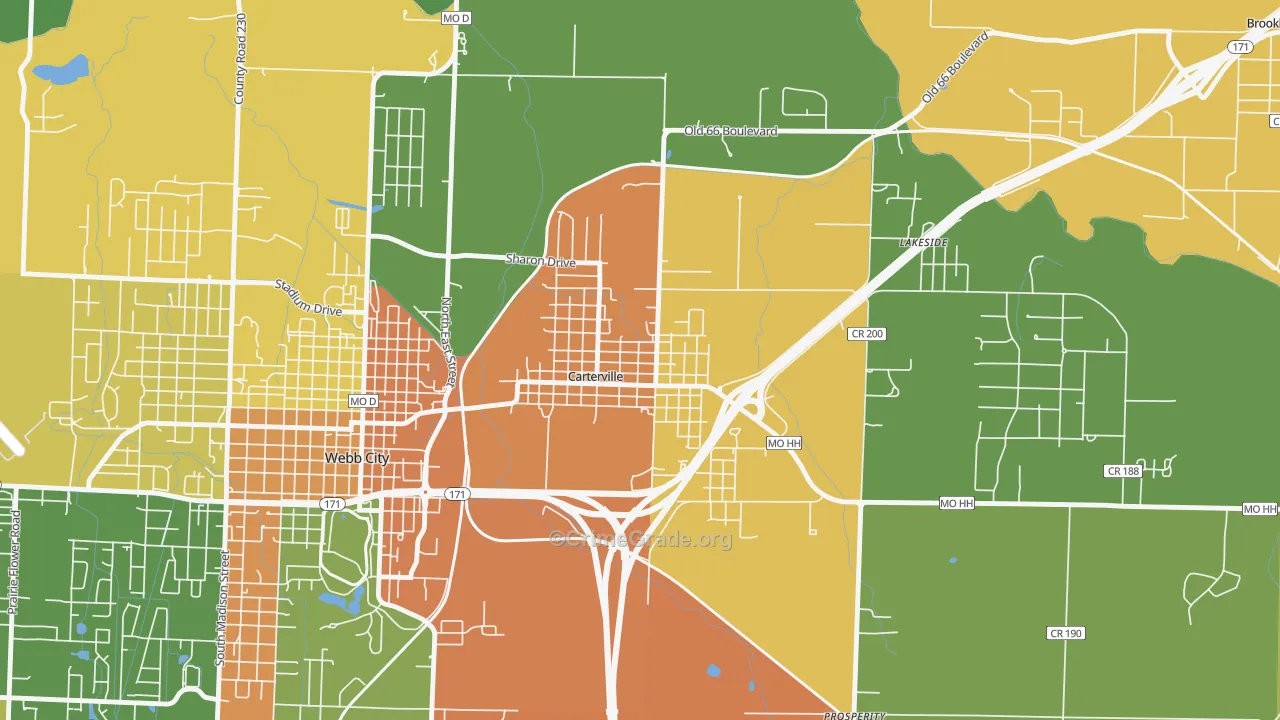Carterville, MO Map of Assault Rates