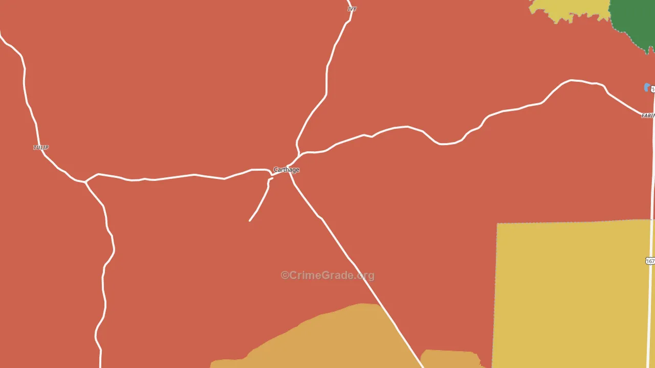 Carthage, AR Map of Assault Rates