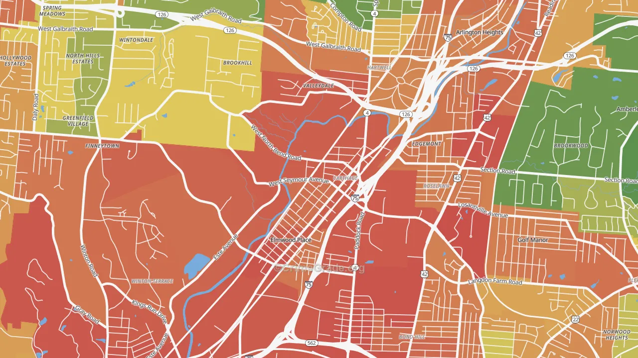 Carthage, Cincinnati, OH Map of Assault Rates