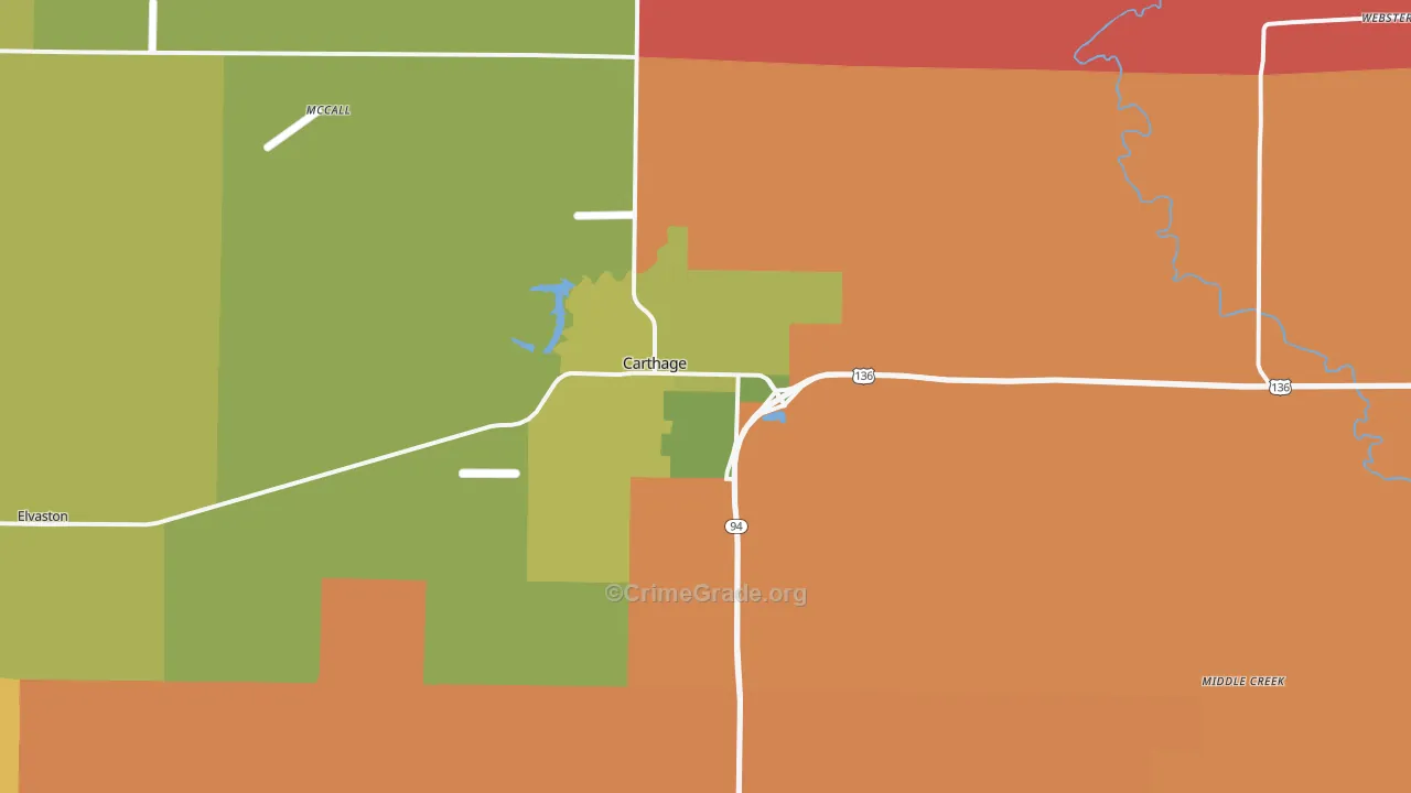 Carthage, IL Map of Assault Rates