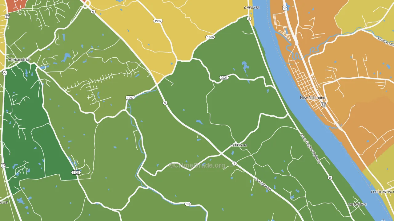 Carthage, KY Map of Assault Rates