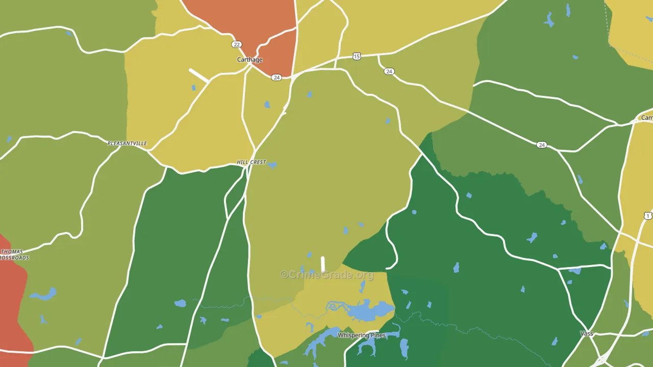 Carthage, NC Map of Assault Rates