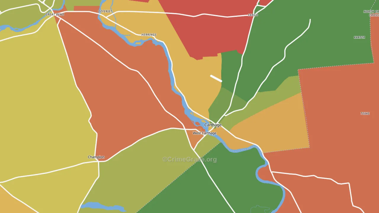 Carthage, NY Map of Assault Rates