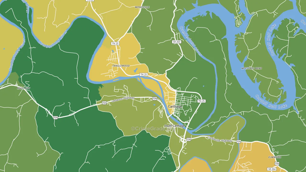 Carthage, TN Map of Assault Rates