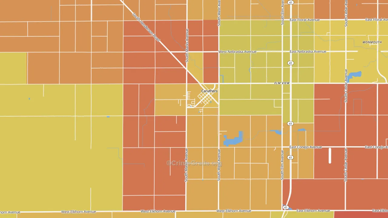 Caruthers, CA Map of Assault Rates