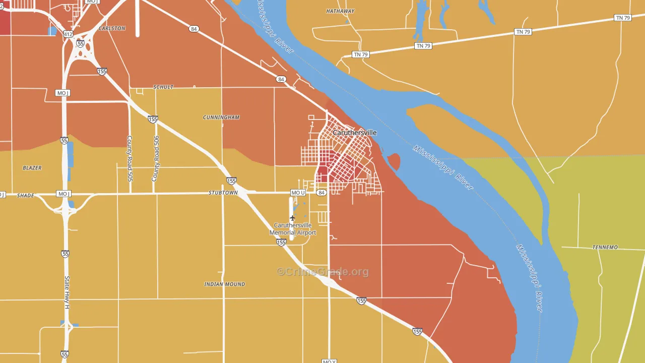 Caruthersville, MO Map of Assault Rates