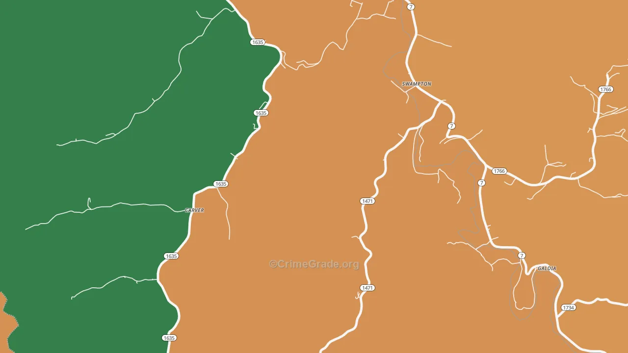 Carver, KY Map of Assault Rates
