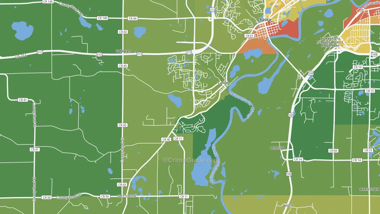 Carver, MN Map of Assault Rates