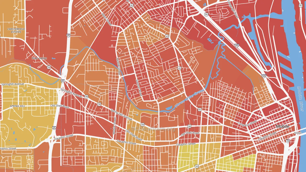 Carver, Mobile, AL Map of Assault Rates