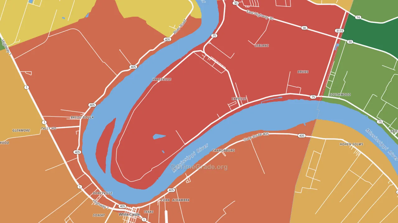 Carville, LA Map of Assault Rates