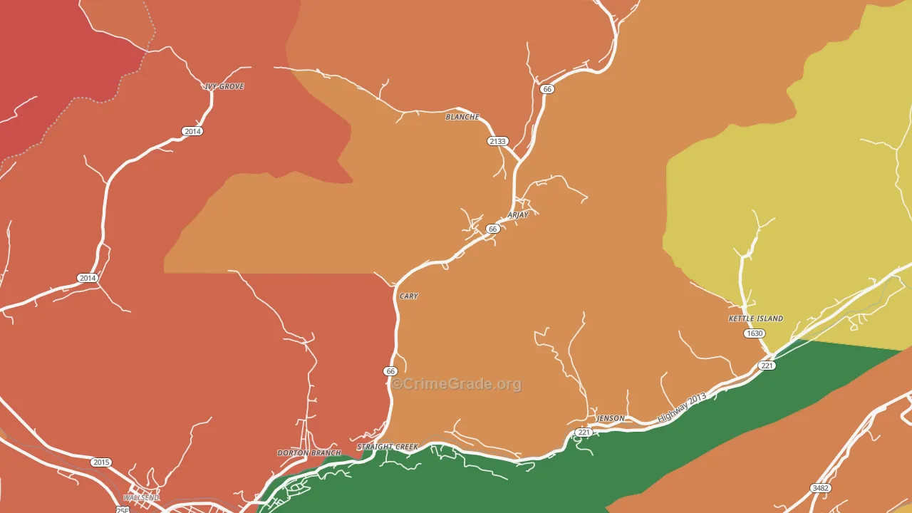 Cary, KY Map of Assault Rates