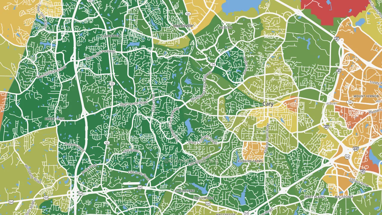 Cary, NC Map of Assault Rates