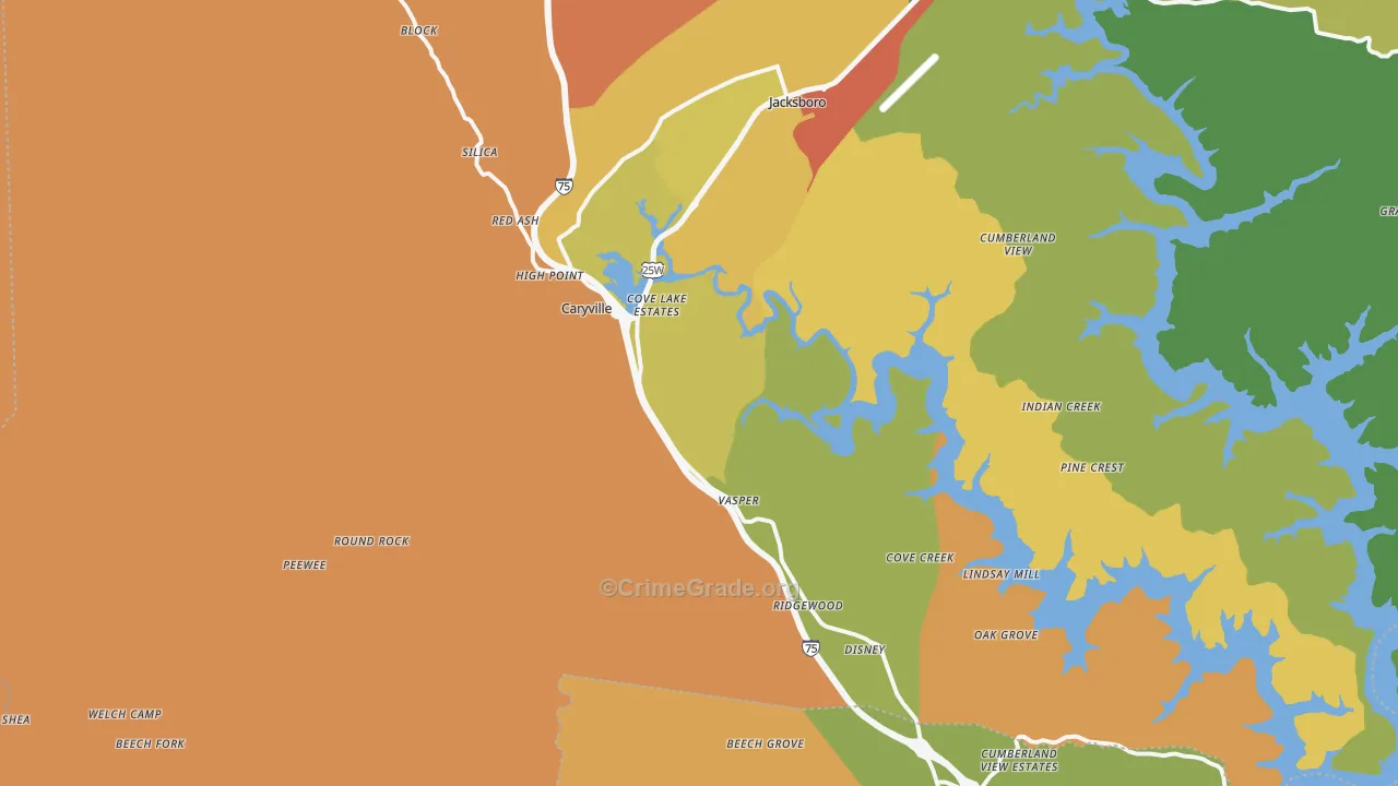 Caryville, TN Map of Assault Rates