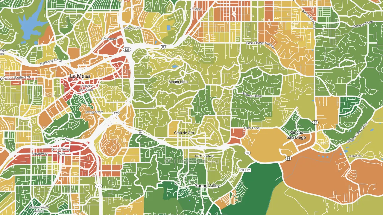 Casa de Oro-Mount Helix, CA Map of Assault Rates