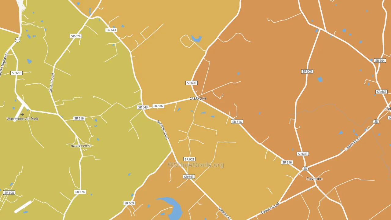 Casanova, VA Map of Assault Rates