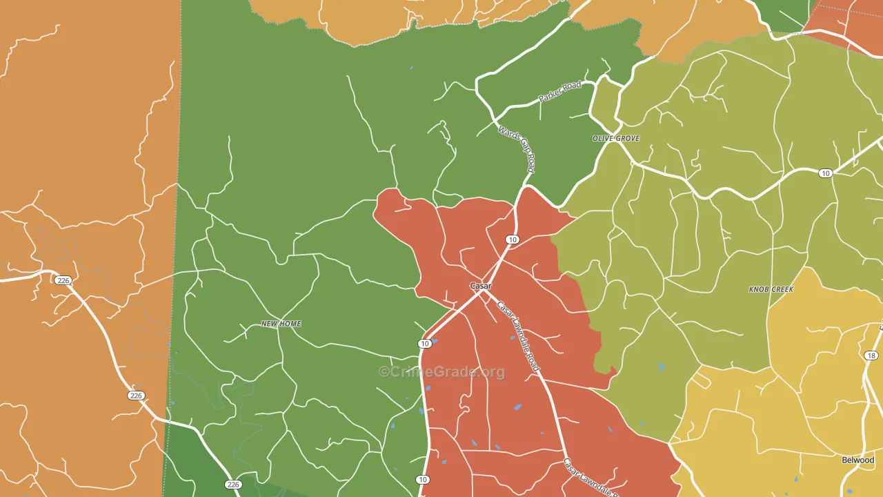 Casar, NC Map of Assault Rates