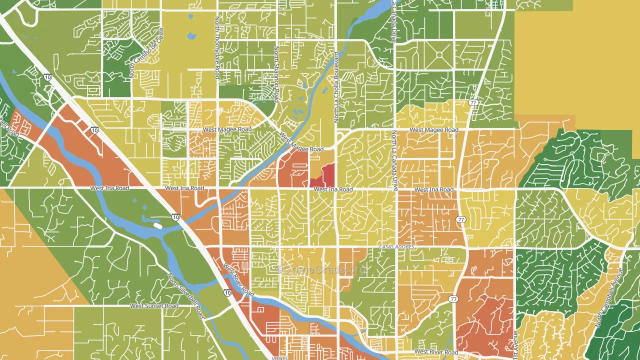 Casas Adobes, AZ Map of Assault Rates