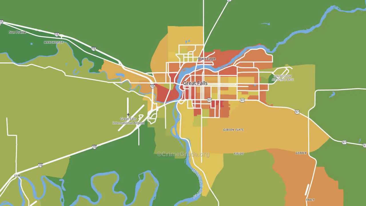 Cascade County, MT Map of Assault Rates