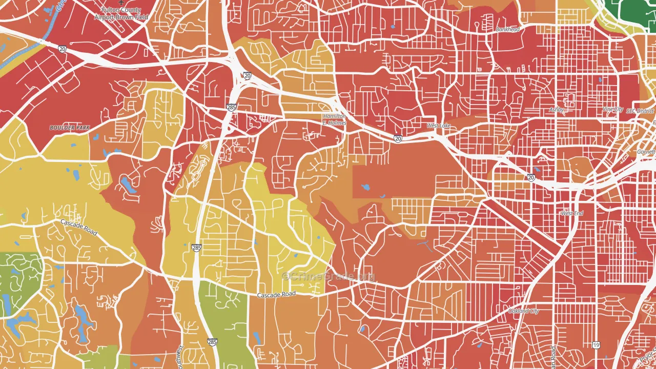 Cascade Heights, Atlanta, GA Map of Assault Rates