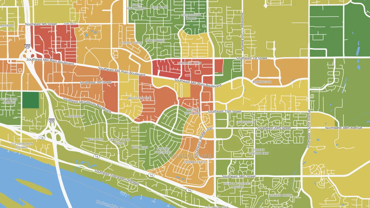 Cascade Highlands, Vancouver, WA Map of Assault Rates