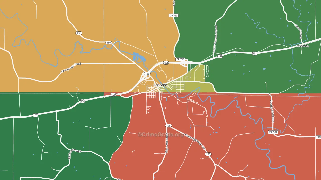 Cascade, IA Map of Assault Rates