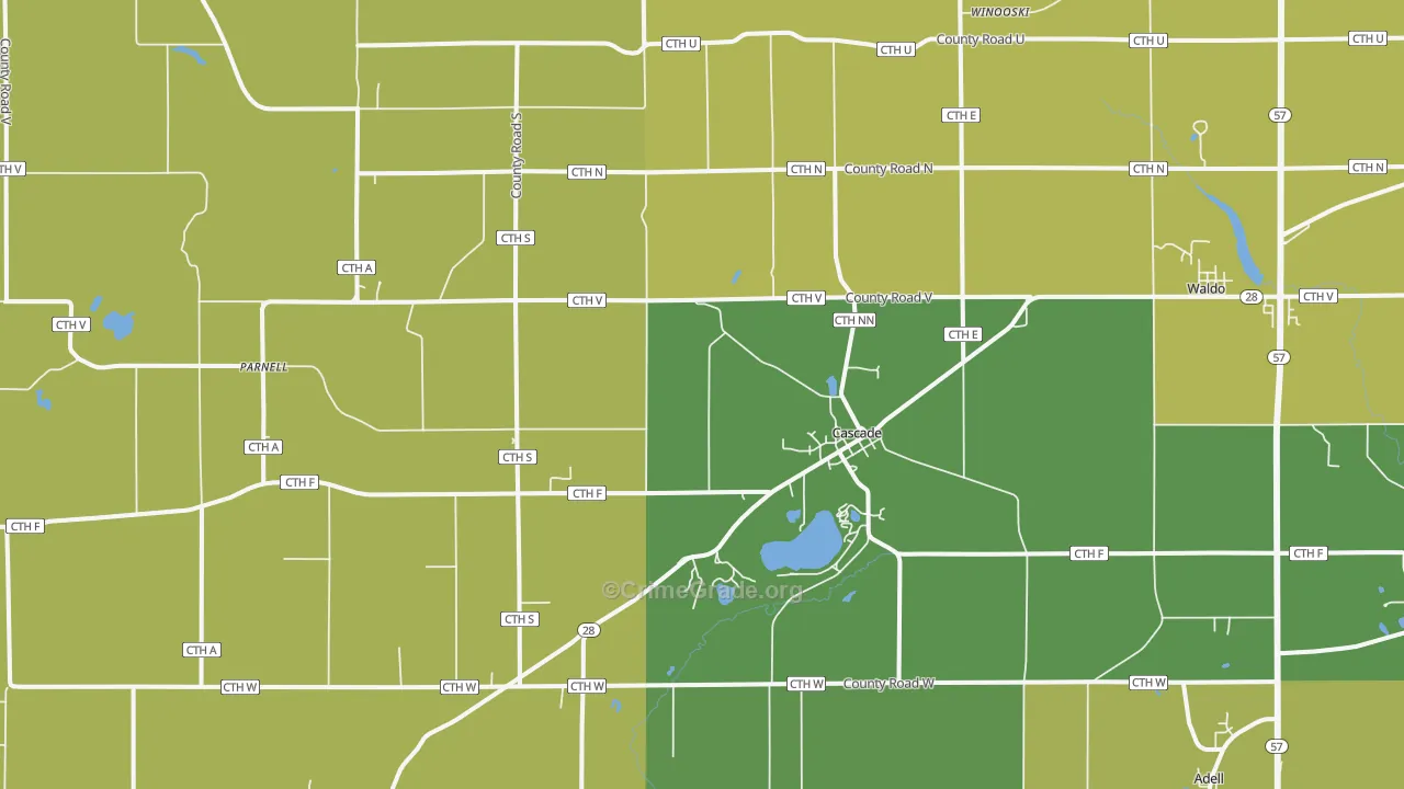 Cascade, WI Map of Assault Rates
