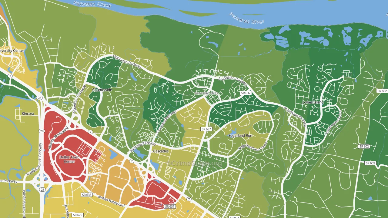 Cascades, VA Map of Assault Rates