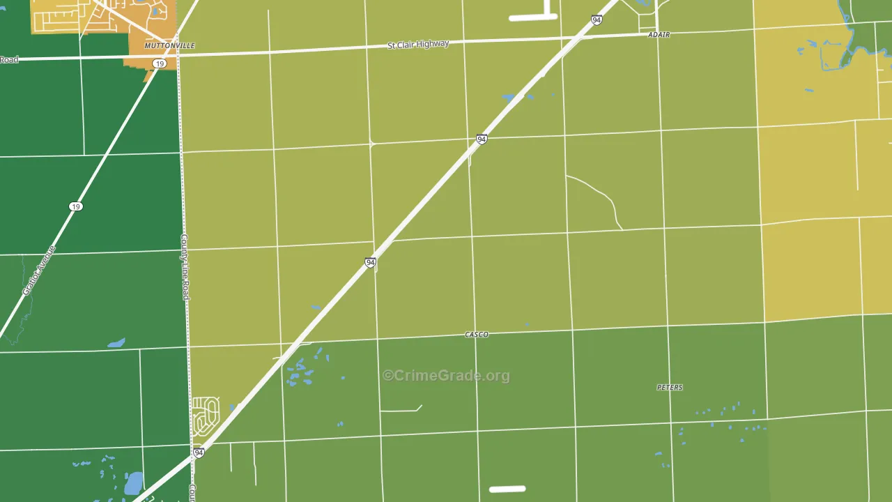 Casco, MI Map of Assault Rates