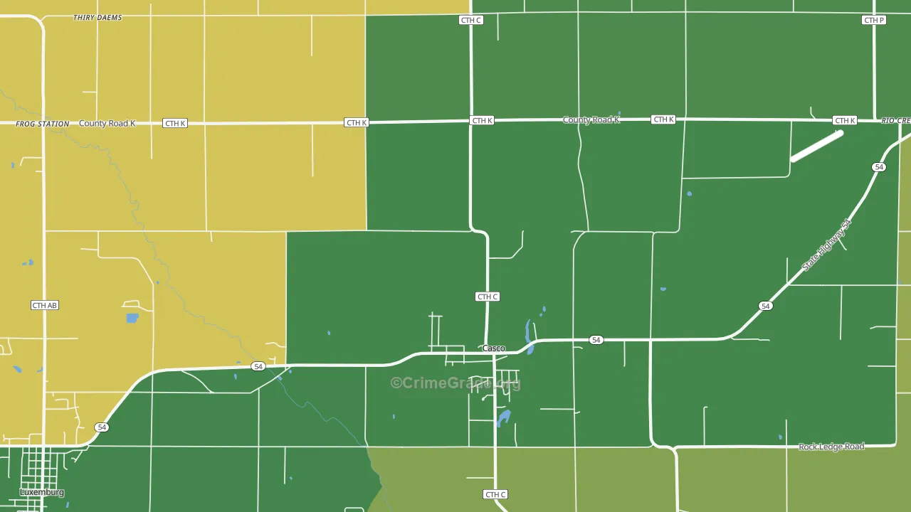 Casco, WI Map of Assault Rates
