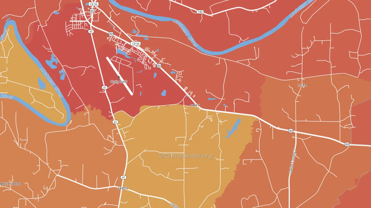 Casey, AL Map of Assault Rates