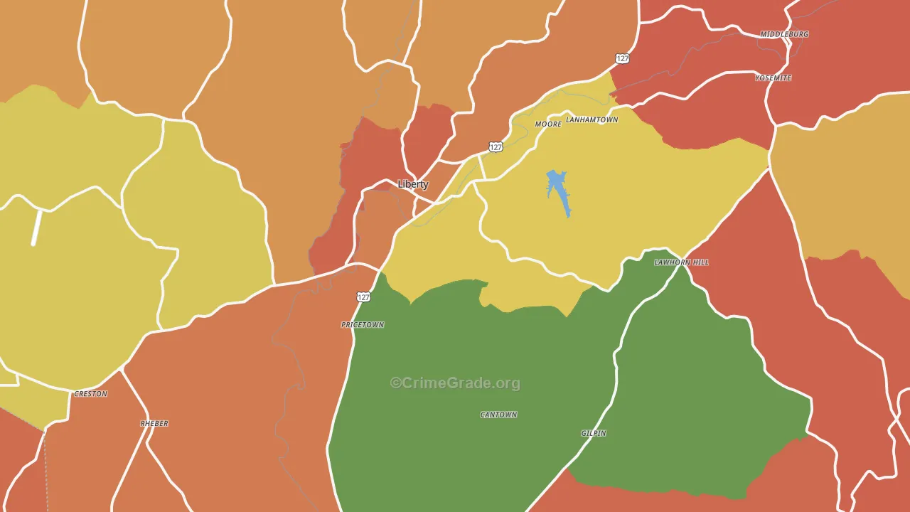 Casey County, KY Map of Assault Rates