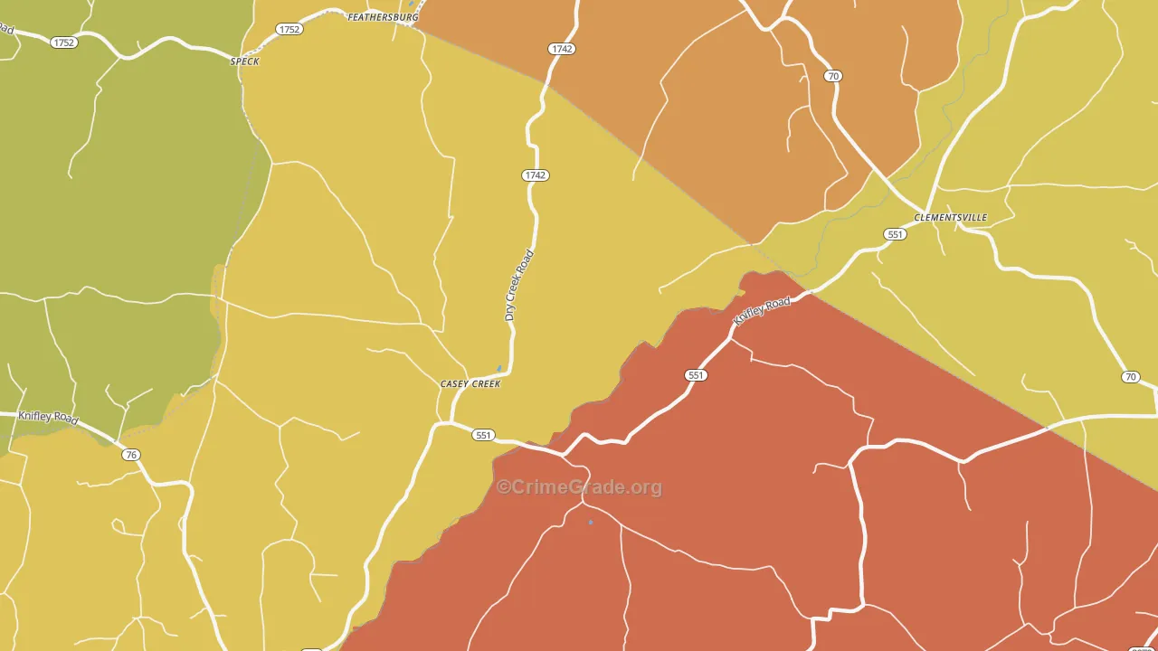 Casey Creek, KY Map of Assault Rates