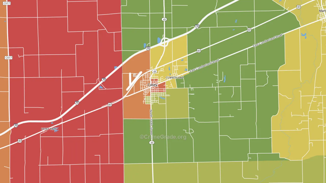 Casey, IL Map of Assault Rates