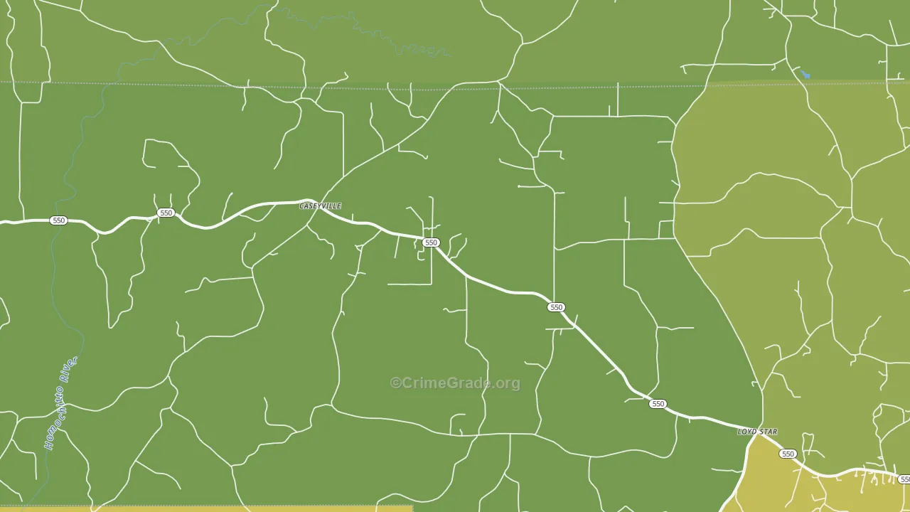 Caseyville, MS Map of Assault Rates