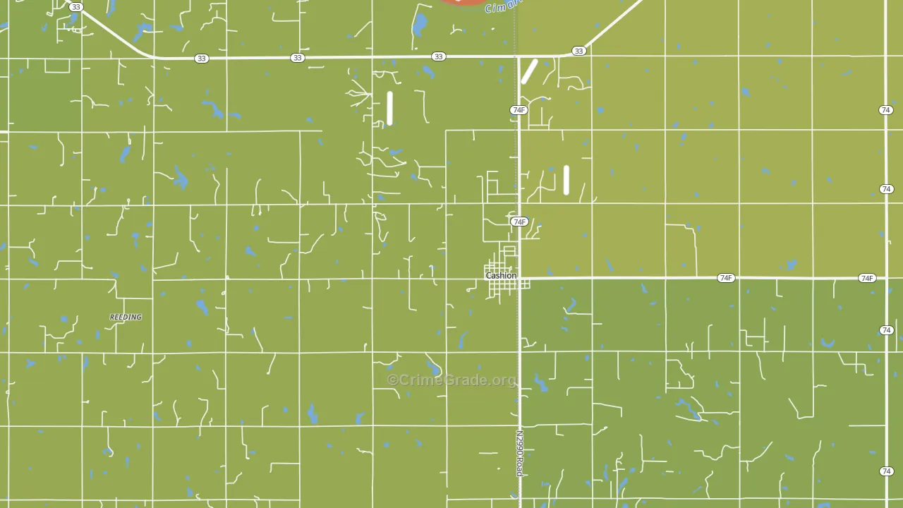 Cashion, OK Map of Assault Rates
